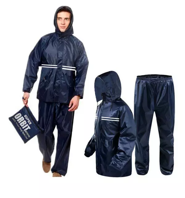 Rain Coats for Men Waterproof Jacket and Pant with Bag Double Part